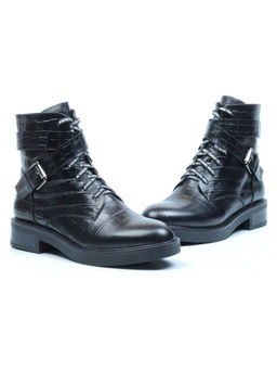 01-CH8361-21B100M BLACK Ботинки демисезонные женские (натуральная кожа, байка)