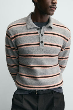 STRIPED JACQUARD KNIT POLO SHIRT - Zara фото 5