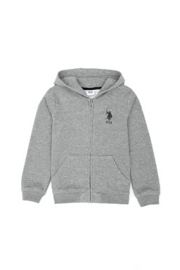 U. S. Polo Assn Детская серая меланжевая базовая толстовка с капюшоном