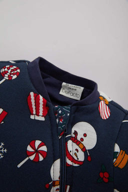 Комбинезон из чесаного хлопка с длинными рукавами и длинными рукавами с новогодним принтом для маленьких мальчиков 2,5 Tog Fiber Fiber - Defacto фото 2