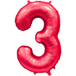 Цена за 4 шт. Шар фольгированный 32/81см "Цифра 3" (красный)