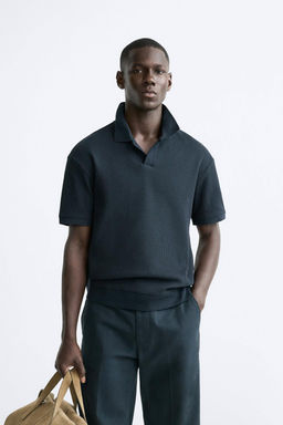 TEXTURED POLO SHIRT WITH RIBBED TRIMS - Zara фото 29