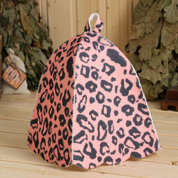 Шапка для бани Розовый Леопард, женская