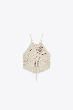EMBROIDERED CROCHET TOP - Zara фото 5
