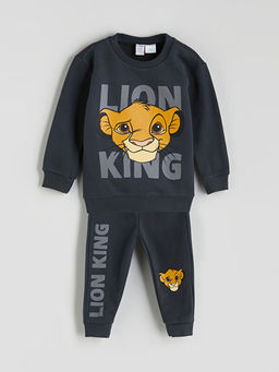 Aslan Kral Bask?l? Erkek ?ocuk Sweatshirt ve E?ofman Alt