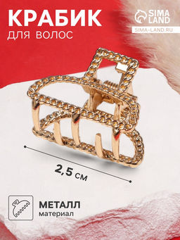 Цена за 6 шт. Крабик для волос «Эмма», дуга, 2.5 см, золотистый