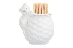 Вазочка п/зубоч. 5,8*4,5*7,5 см 50 мл Котенок с вазой белая, золото