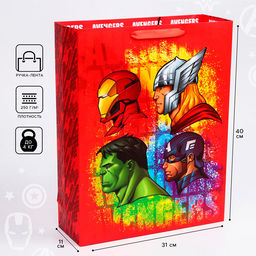 Пакет подарочный, 31×40×11 см, упаковка, Мстители