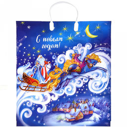 Цена за 10 шт. Пакет подарочный ПВД с пластиковой ручкой 40х44см "Ночка", 100 мкм, ламинированный (Россия)