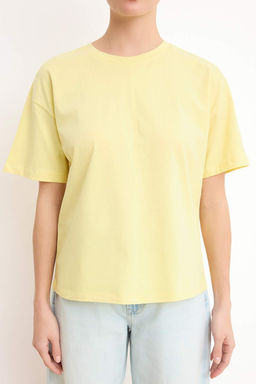 Sar? Relaxed/Rahat Kal?p Dusuk Kol K?sa Kollu %100 Pamuk Orme T-Shirt TWOSS26TS00095 - Trendyolmilla фото 3