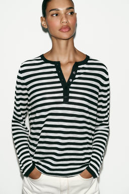 JERSEY RAYAS BOTONES / Marino / Blanco - Zara фото 2