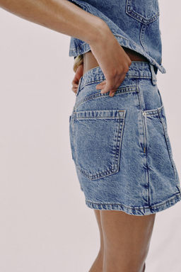 FALDA PANTAL?N Z1975 DENIM CRUZADA / Azul medio - Zara фото 9