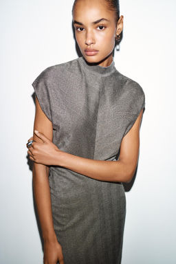HERRINGBONE MIDI DRESS - Zara фото 13