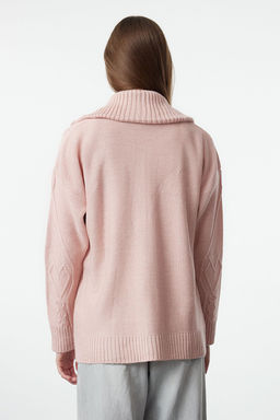 TRENDYOLMILLA Pembe Yumusak Dokulu Kapusonlu Fermuarl? Triko H?rka TWOAW25HI00227 фото 5