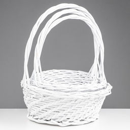 Корзина плетёная для хранения, лоза, с ручкой, круглая, белая, набор 3 шт.
