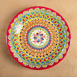 Тарелка узбекская Риштанская Керамика «Узоры», d=28 см, разноцветная