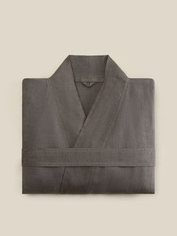 Халат женский короткий SL HOME Graphite, размер 44-52, лён 100%, графит