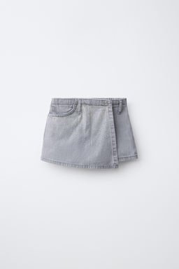 FALDA BERMUDA DENIM BRILLOS / Gris