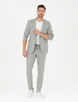 A__k Ye_il Ex. Slim Fit Keten Kar___ml_ Ceket