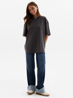 Футболка женская MINAKU, over size (44-48), тёмно-серая