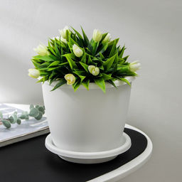 Горшок для цветов с поддоном «Альтернатива. Афина», 3 л, пластиковый, белый