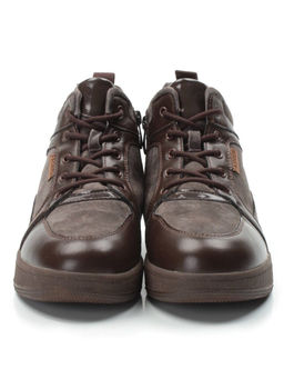 04-PA-18Z BROWN Ботинки зимние женские (натуральная замша и кожа, шерсть)