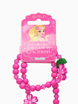 Набор детских украшений Выбражулька «Крупные цветы», 2 предмета: бусы, браслет, розовый