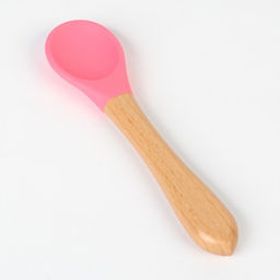 Тарелка детская на присоске, ложка, из силикона, розовая