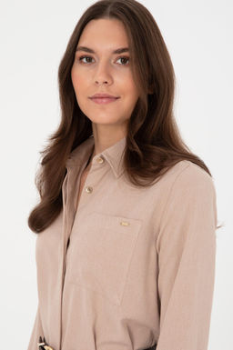 Kad_n Camel Dokuma Elbise - U.s. polo assn фото 2