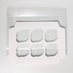 Цена за 5 шт. Коробка для капкейков, кондитерская упаковка, 6 ячеек Present, 23×16×10 см