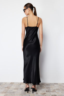 TRENDYOLMILLA Siyah Duz Kesim Saten Ask?l? Maxi Dokuma Elbise TWOSS24EL00163  фото 11