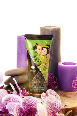 Массажный крем для тела Shunga Груша и зеленый чай (Pear&Exotic Green Tea), съедобный, 200мл