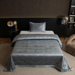 Велюровое покрывало в клетку и одна наволочка OVL039 160*220 50-70 1 шт