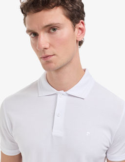 Beyaz Slim Fit %100 Pamuk K_vr_lmaz D__meli Polo Yaka Basic Ti__rt