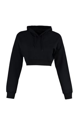 Siyah Crop Kapusonlu Ici Polarl? Orme Spor Sweatshirt TWOAW21SW0662 - Trendyolmilla фото 7