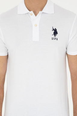 Футболка мужская U.S. Polo Assn базовая белая из хлопка с эластаном  фото 6