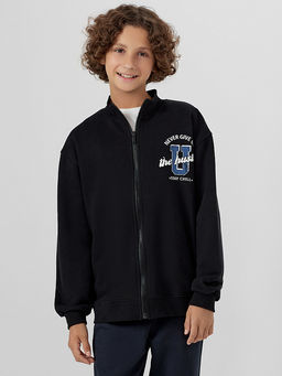 Толстовка для мальчиков черная с принтом never give up