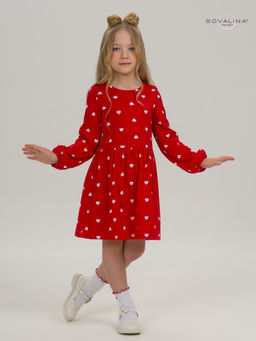 Платье Моана белые сердца на красном