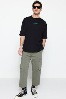 TRENDYOL MAN Antrasit Oversize/Genis Kesim Kabar?k Bask?l? %100 Pamuklu T-Shirt TMNSS23TS00171 - Trendyolmilla фото 14