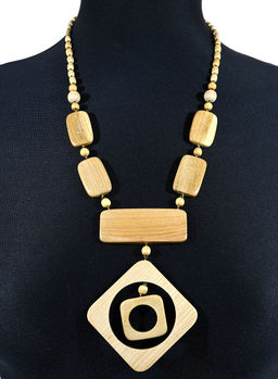 Бусы из дерева с подвеской Данко, 60см