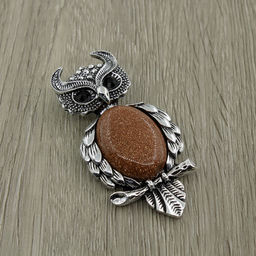 Брошь Филин авантюрин коричневый - Agat77 фото 2