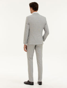 A__k Gri Slim Fit Kareli Tak_m Elbise