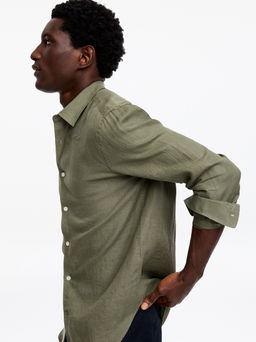 Camisa de lino de corte regular - H&m фото 4