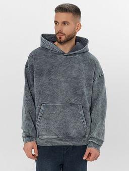 Теплое худи мужское серое с начесом