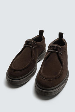 LEATHER MOC TOE SHOES - Zara фото 5