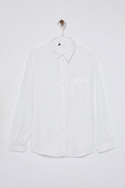 TRENDYOLMILLA Beyaz Tas Detayl? Dokuma Gomlek TWOSS25GO00015  фото 6