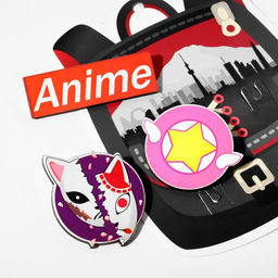 Набор брошей деревянных (3шт) Рюкзак аниме, цветные - Выбражулька фото 2