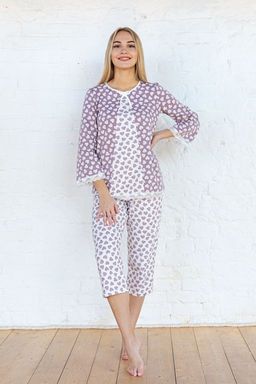 Пижама женская из футера Капучино с бриджами - Амадэль фото 9