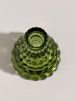 Стеклянный подсвечник на 1 свечу Ёлочка, зелёный, d=2 см, 8.5?8.5?13.5 см