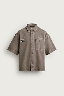 SOBRECAMISA BOXY FIT BORDADO PARCHES / Marr?n / Topo - Zara фото 7